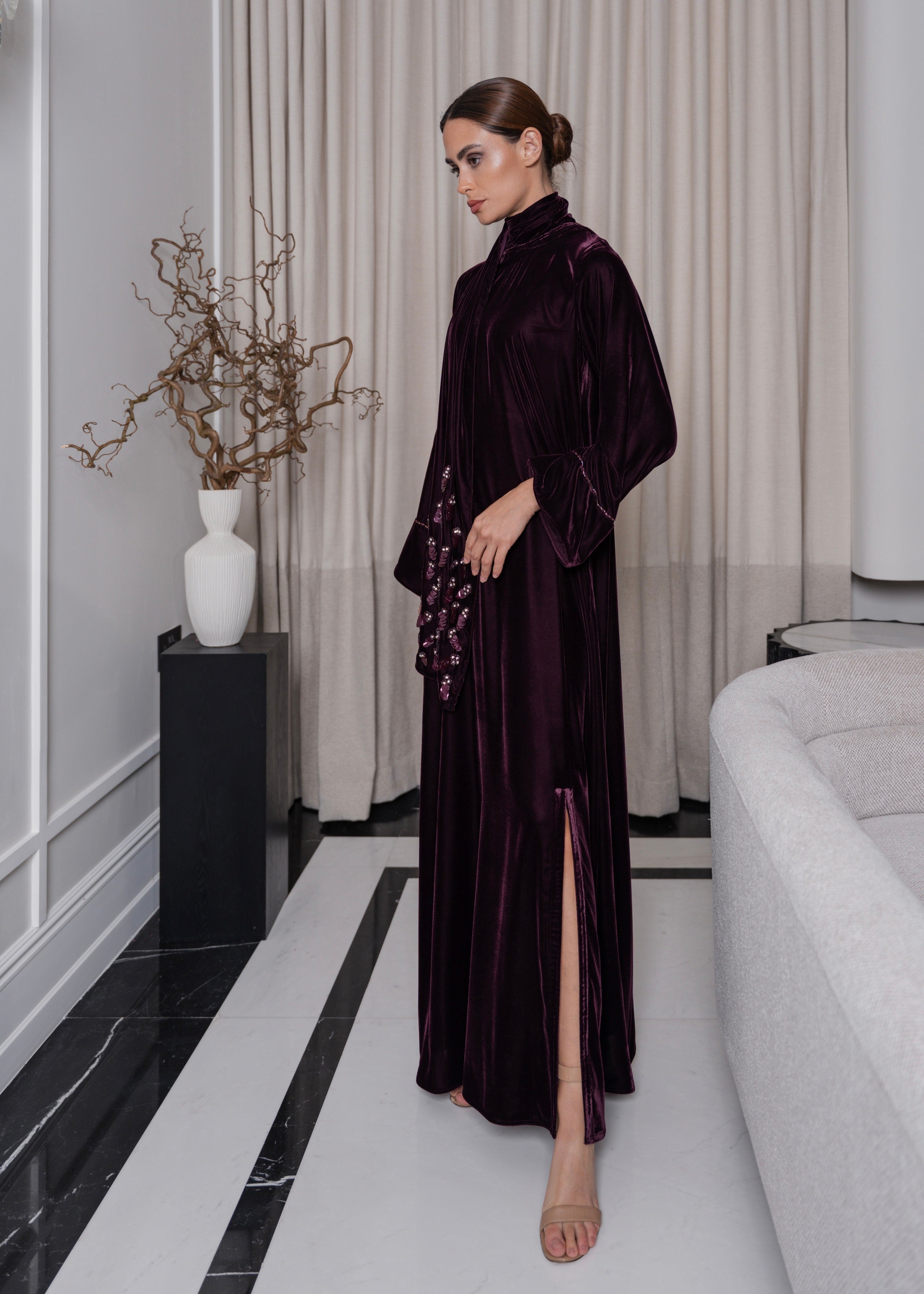 J20 purple velvet dress