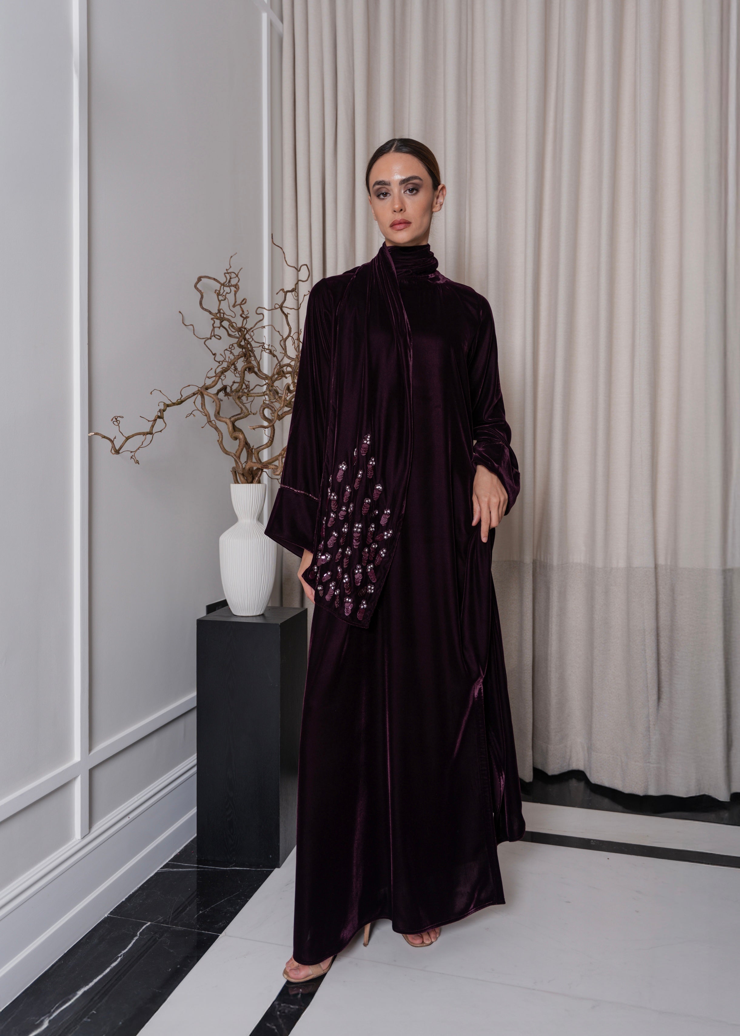J20 purple velvet dress