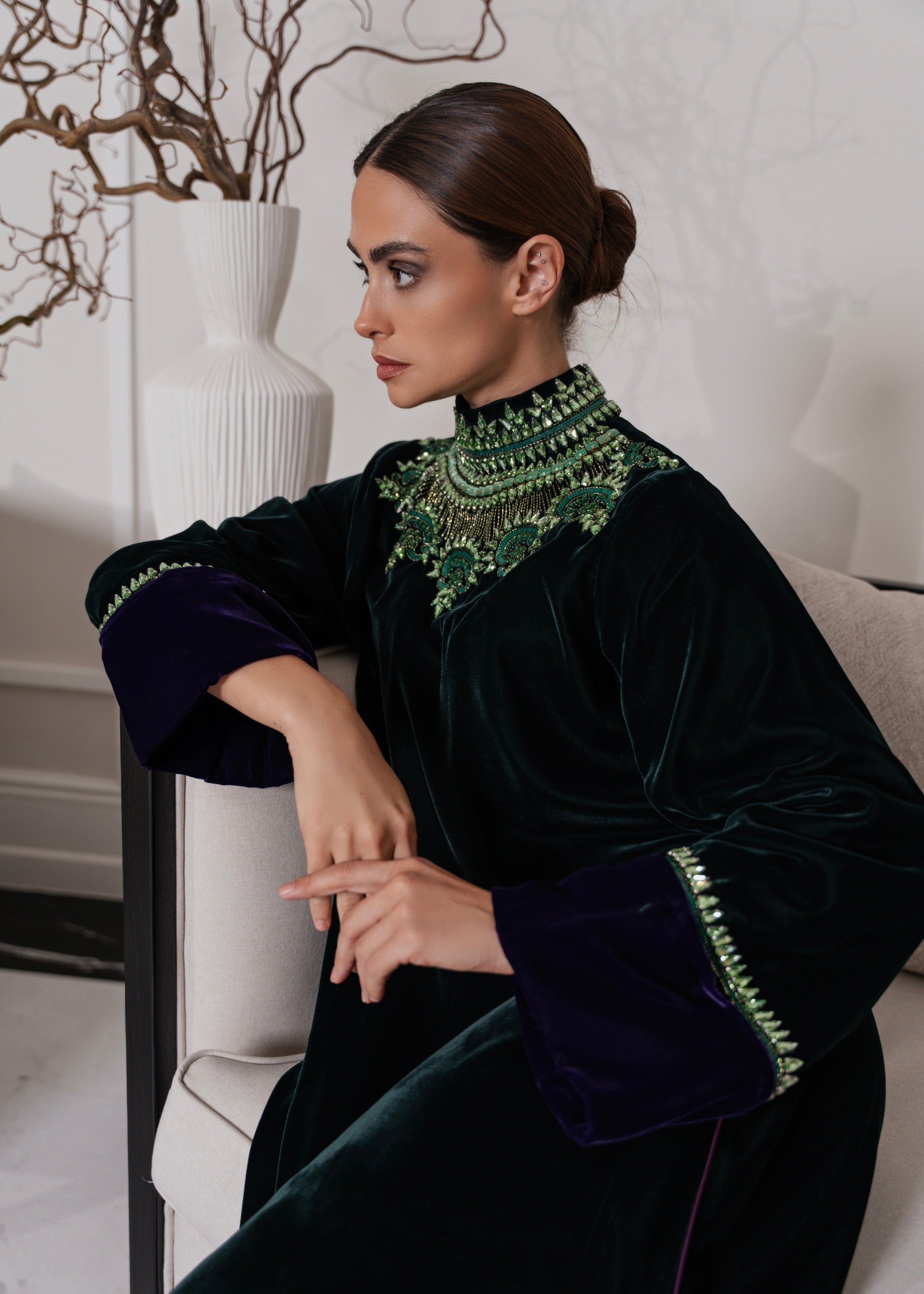 J21 green velvet dress