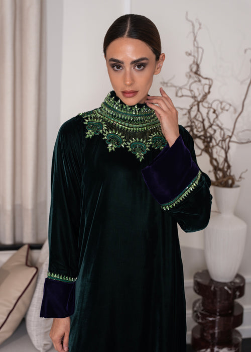 J21 green velvet dress
