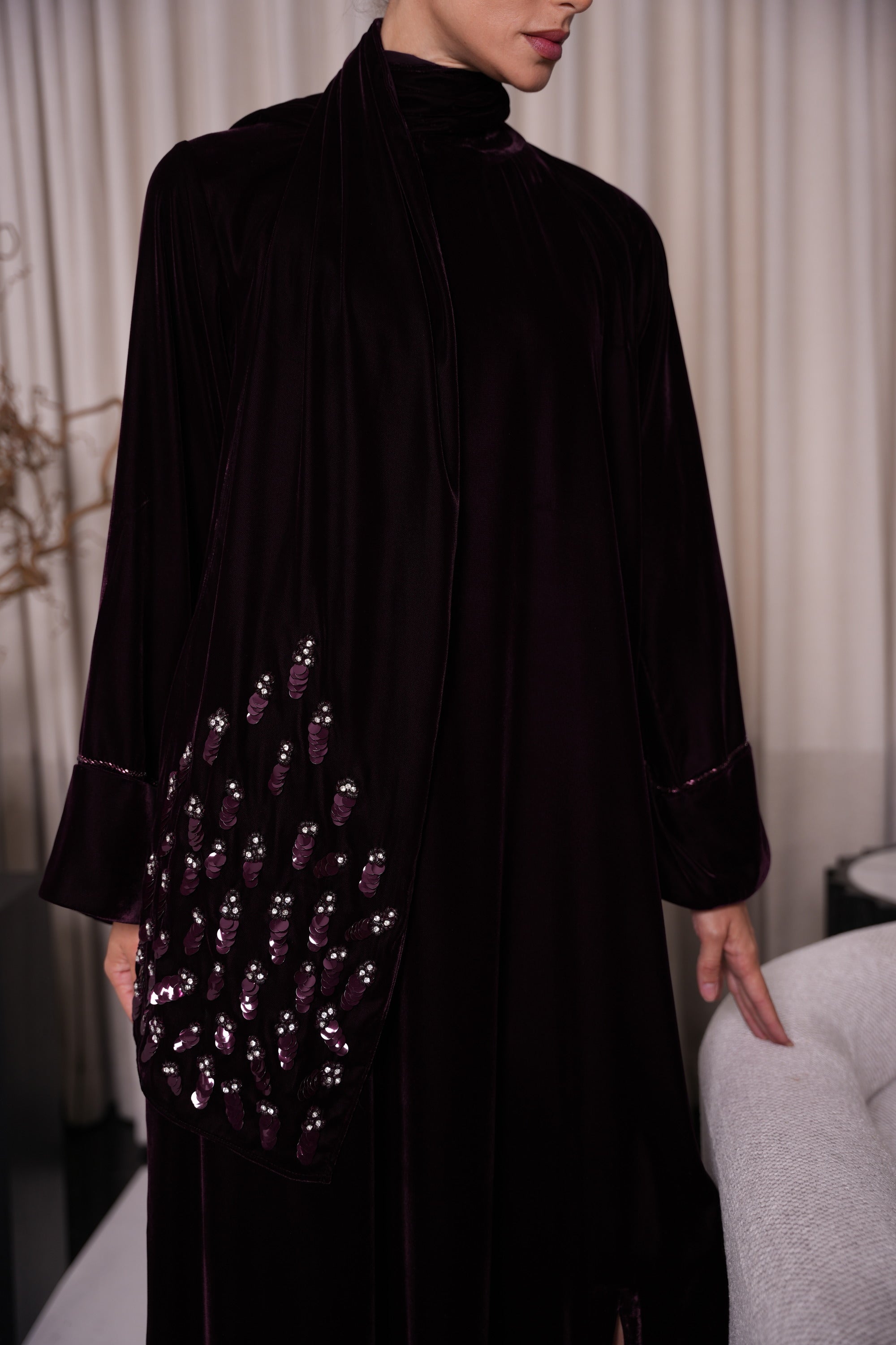 J20 purple velvet dress