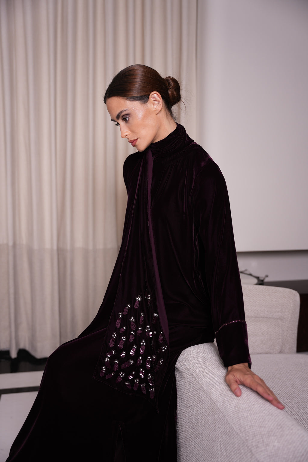 J20 purple velvet dress