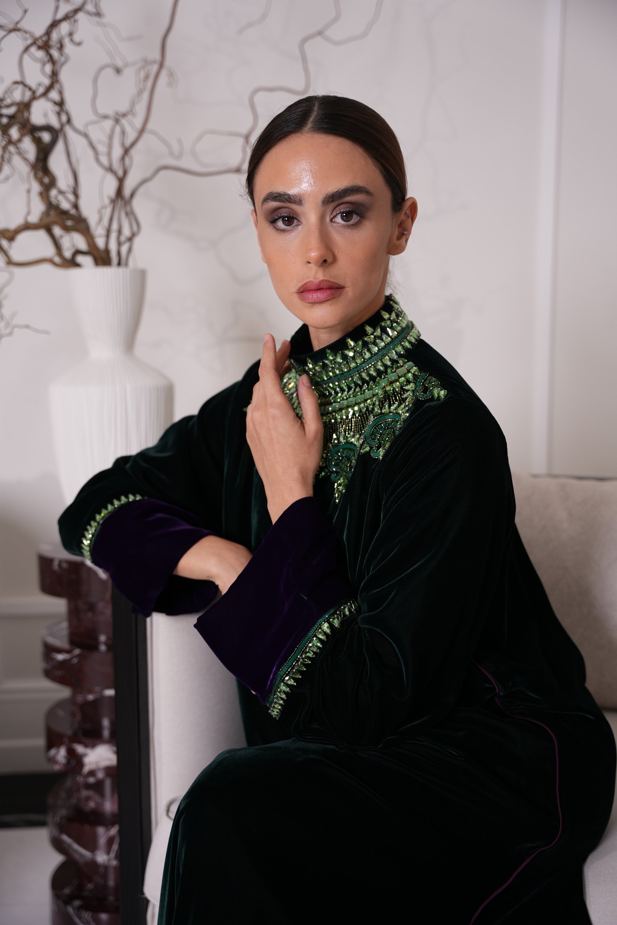 J21 green velvet dress